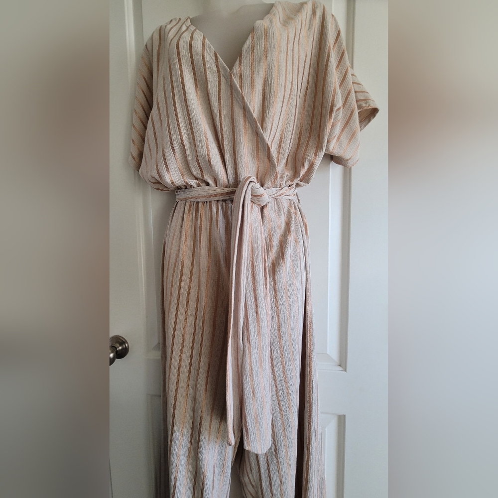 H&M Beige Striped Wide Leg Jumpsuit - Picture 12 of 12